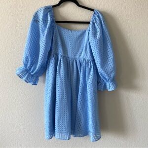 Vici Puffed Sleeve Mini Dress in Blue Size Small